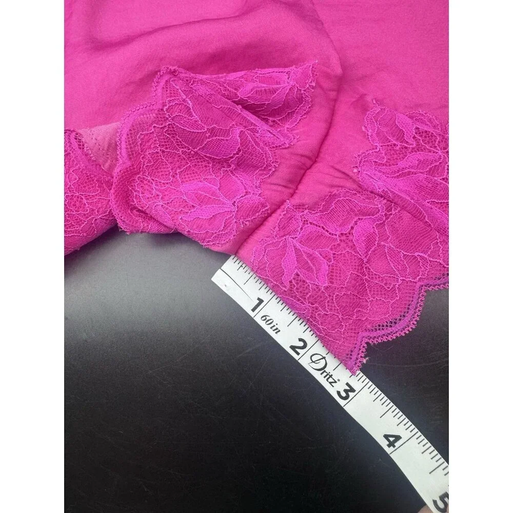Soma Womens Deep Rose Pink‎ Lace Trim Satin Pajama Shorts M Loungewear Sexy
